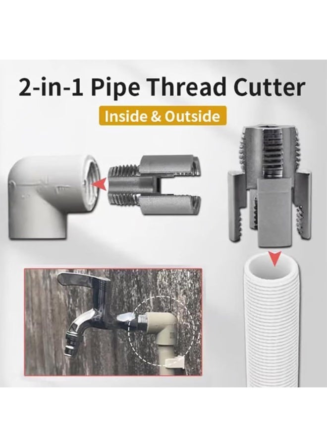 طقم أدوات تسنين مواسير PVC عدد 3 قطع بتصميم 2 في 1، مقاس 1/2 و3/4 بوصة لتسنين داخلي وخارجي مدمج، متوافق مع الدريل الكهربائي، مصنوع من سبائك فولاذ 40Cr لمواسير PPR وPVC والبلاستيك - Image 3